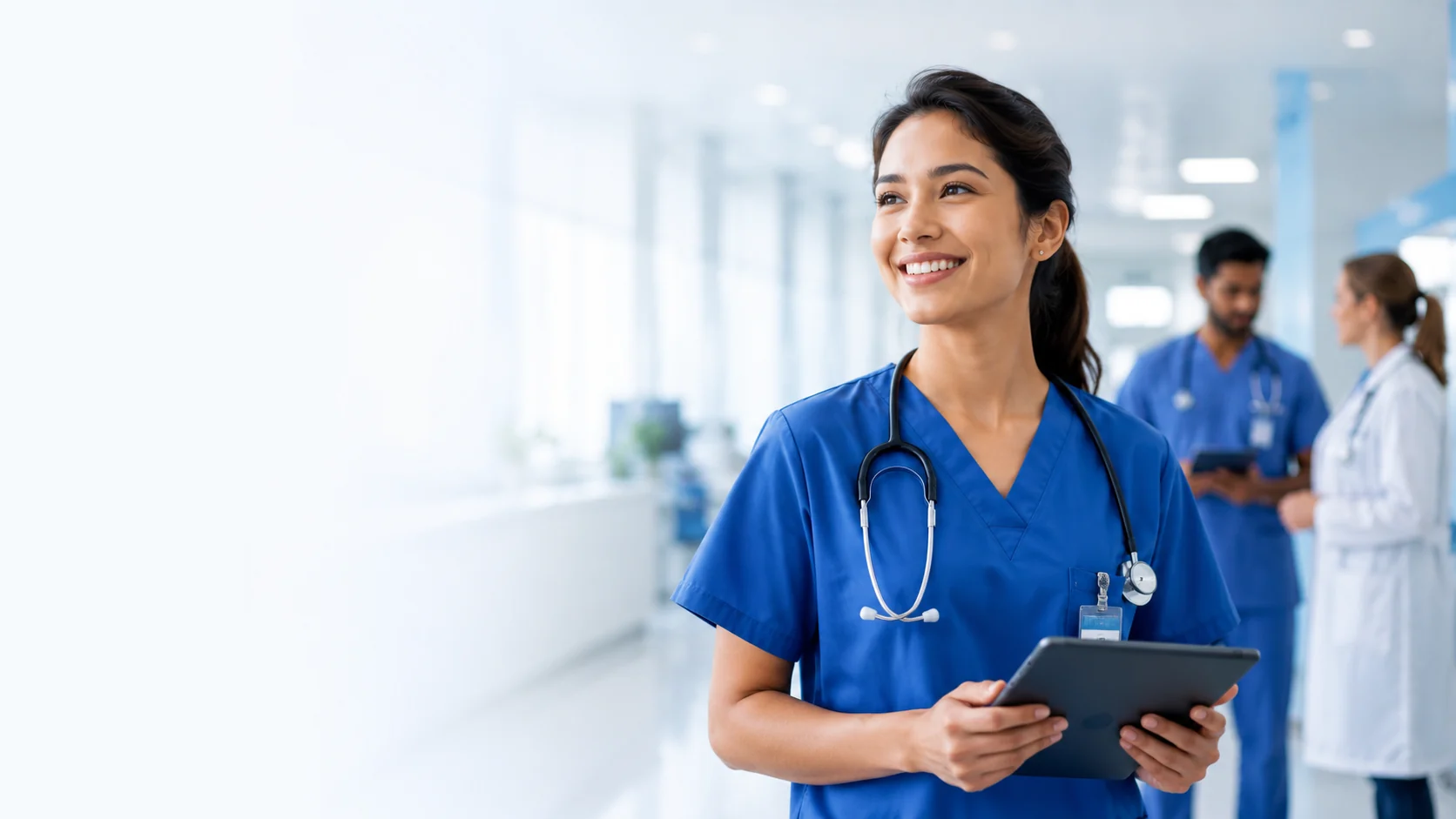 Healthcare professional exploring career opportunities through Kayan